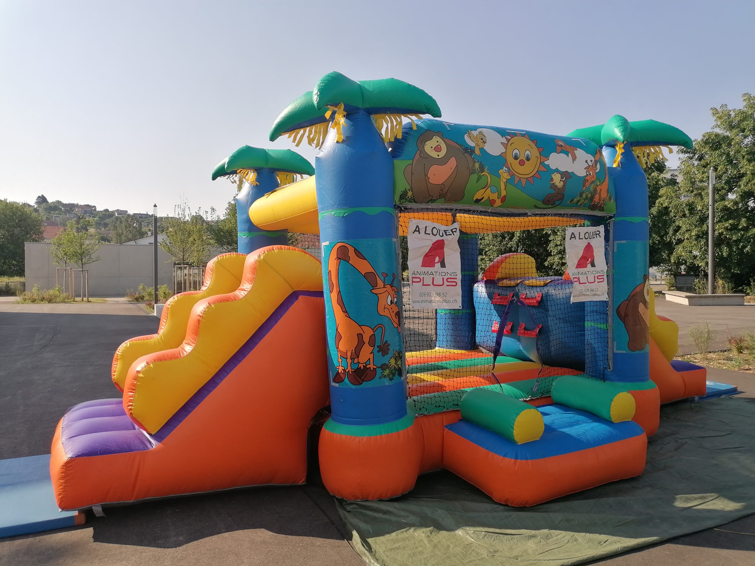 🦒 Château Gonflable « Aventure Safari » – avec 2 toboggans  ! 🌞